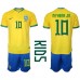 Günstige Brasilien Neymar Jr #10 Babykleidung Heim Fussballtrikot Kinder WM 2022 Kurzarm (+ kurze hosen)